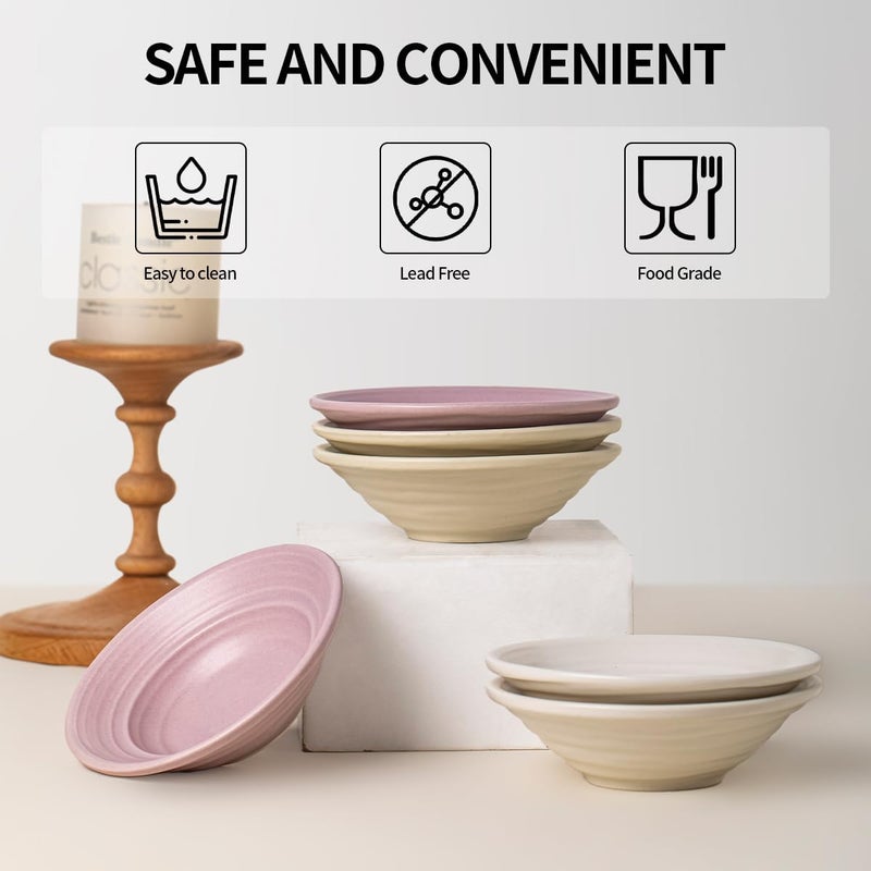 Yeacccng Dipping Sauce Bowls Set of 6, Small Ceramic Dish for Kitchen, 3.8 Inch Three Colors Decorative Bowls, Small Dipping Bowls for Appetizers and Various Seasonings - Image 5